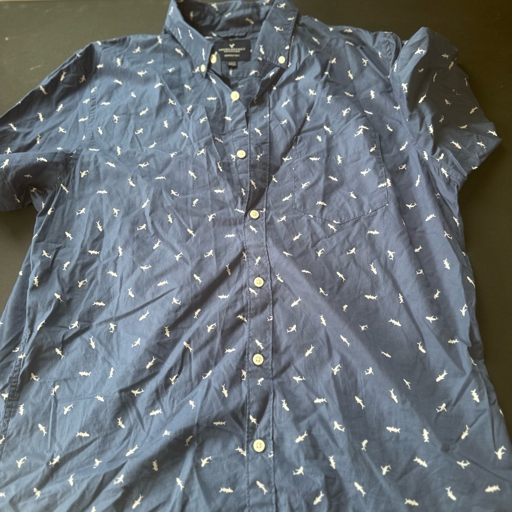 Navy Blue Patterned Men's Shirt